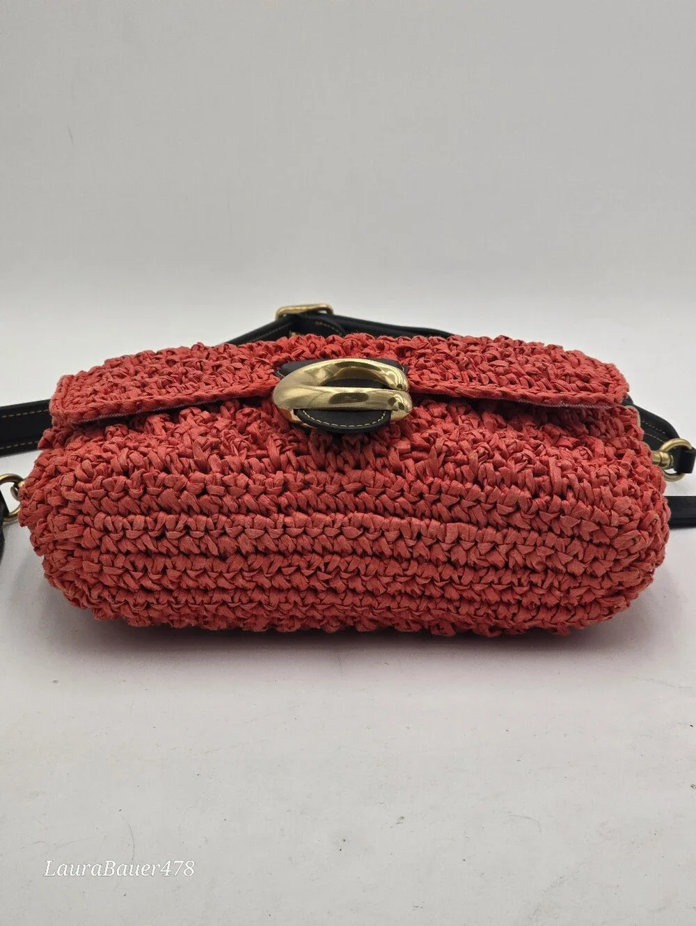 Coach Soft Tabby In Straw And Smooth Leather, Red Orange, CA032